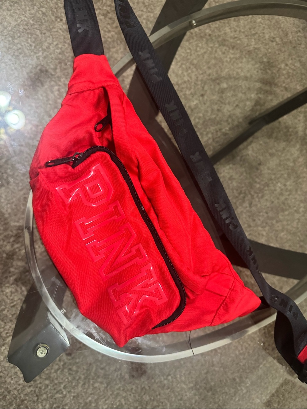 PINK Victoria's Secret Bright Red Logo Belt Bag